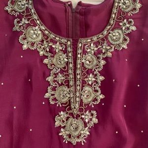 Silk blouse and sari skirt